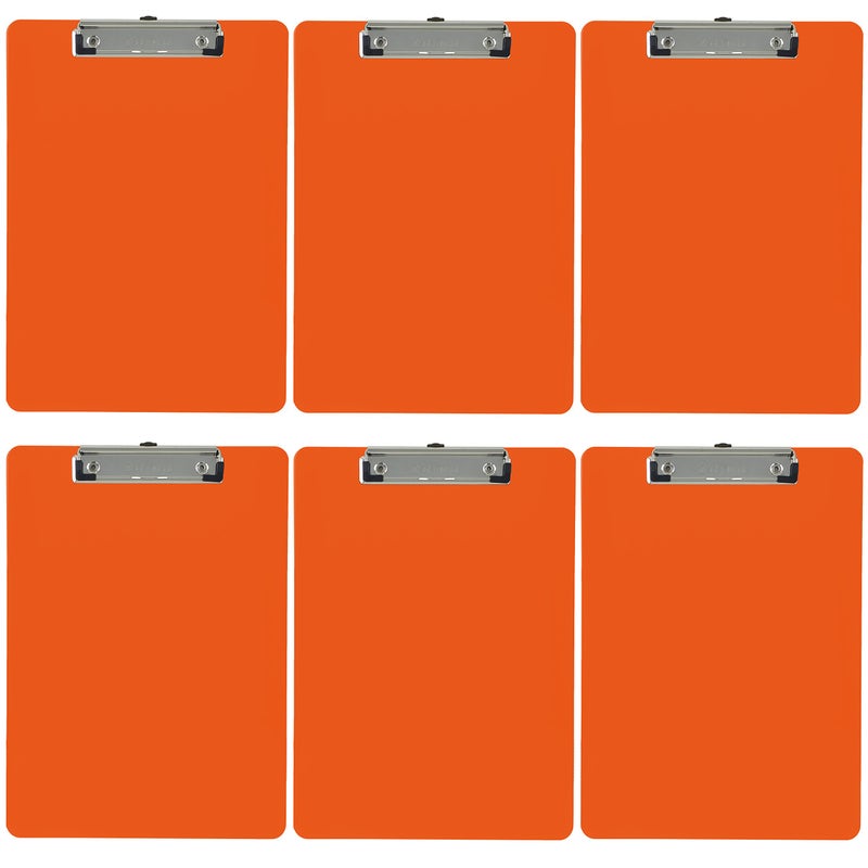 Trade Quest Plastic Clipboard Opaque Color Letter Size Low Profile Clip (Pack of 6) (Orange) - Image 1